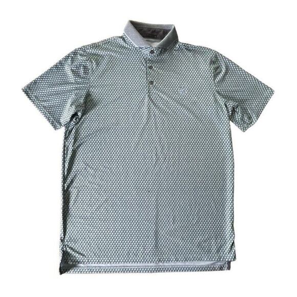 Greyson Charlotte Golf Club Polo Shirt Wolf Logo Peru Geometric Green Medium Men - Picture 2 of 9